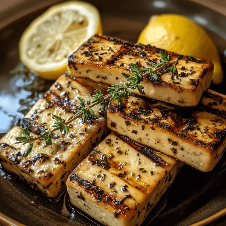 Griechischer gegrillter Tofu mit Zitrone und Thymian